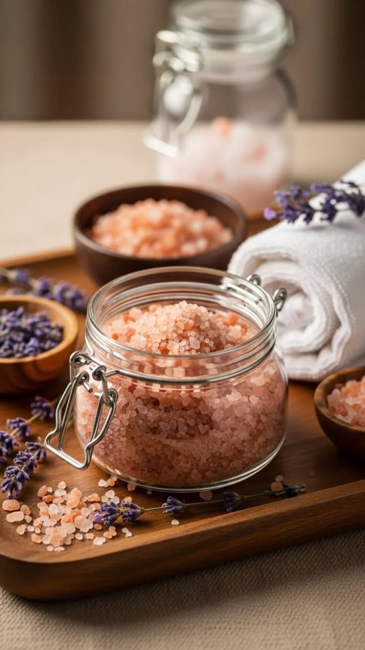 Edible pink salt spa jar