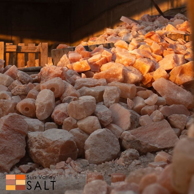 Raw salt rocks and blocks