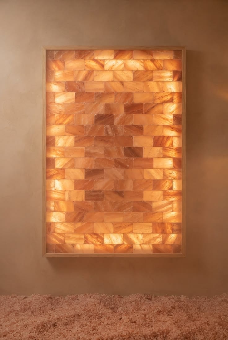 Illuminated salt tile wall panel